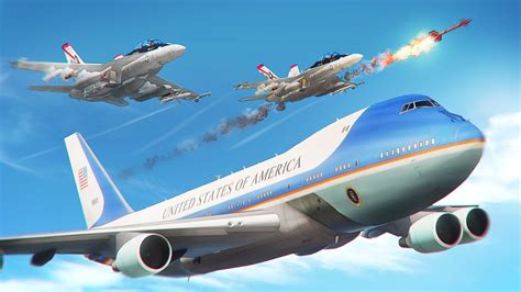 Air force one escorted by fighter jets Killing a visiting U
